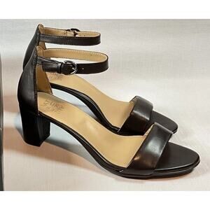 Naturalizer Vera Forest Brown Leather 2.5" Block High Heel Sandals 10N NWB